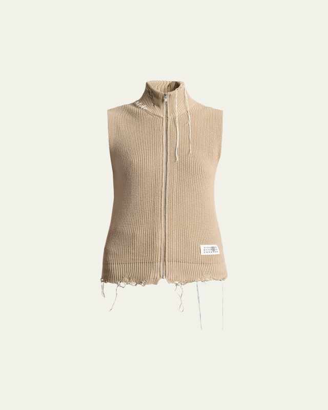 Gilet Sleeveless Eaten Knit Zip Sweat